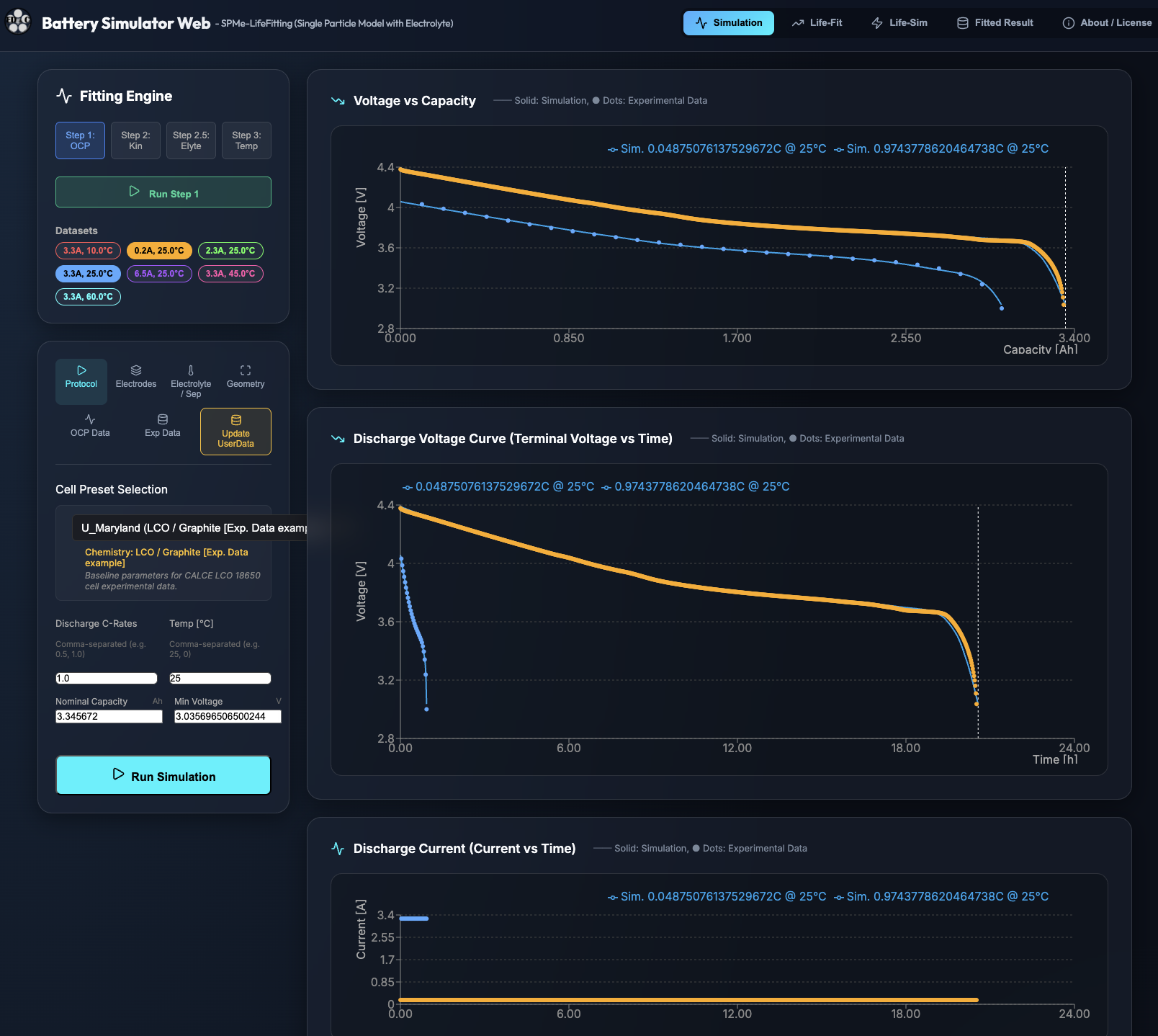 Simulation Tab Interface